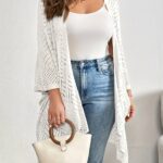 White Open-Front Crochet Longline Cardigan — main