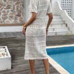 White Open-Knit Crochet Mini Cover-Up Dress — view 2