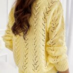 Butter Yellow Pointelle V-Neck Knit Sweater — view 2