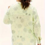 Pale Green Floral Outline Button Shirt — view 3