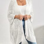 White Open-Front Crochet Longline Cardigan — view 3