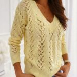 Butter Yellow Pointelle V-Neck Knit Sweater — view 3