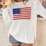 Cream American Flag Graphic Knit Sweater — view 3