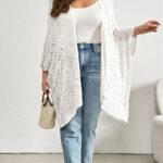 White Open-Front Crochet Longline Cardigan — view 4