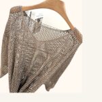 Taupe V-Neck Crochet Mesh Beach Cover-Up — view 4