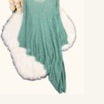 Mint Green Oversized Asymmetrical Mesh Knit Sweater — view 4