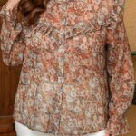 Floral Print Ruffle Collar Button Blouse — view 4