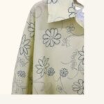 Pale Green Floral Outline Button Shirt — view 5