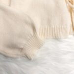 Cream Triple Tie-Front Balloon Sleeve Knit Top — view 5