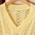 Butter Yellow Pointelle V-Neck Knit Sweater — view 6