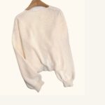 Cream Triple Tie-Front Balloon Sleeve Knit Top — view 7