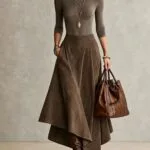 Chocolate Suede Asymmetric Hem Maxi Skirt – Wrena