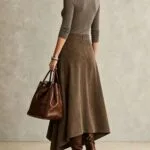 Chocolate Suede Asymmetric Hem Maxi Skirt – Wrena