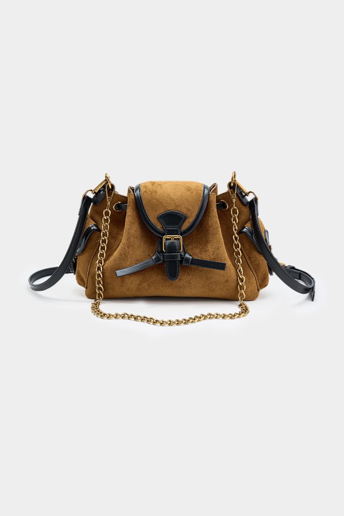 Suede Patchwork Leather Cross-Body Bag