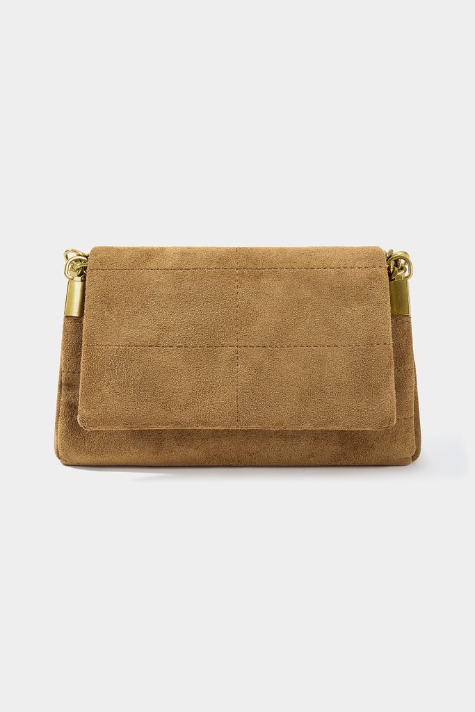 Suede Metal Chain Flap Shoulder Bag