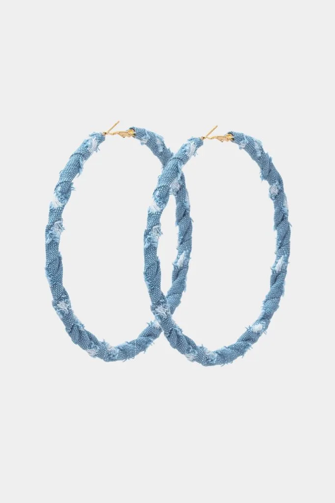 Distressed Denim Hoop Earrings – Wrena