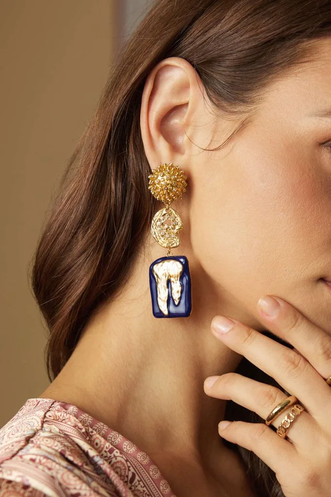 Alloy Irregular Enamel Earrings – Wrena