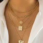 Alloy Multi-Layer Geometric Necklace – Wrena