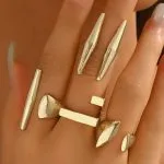Metallic Geometric Open Rings – Wrena