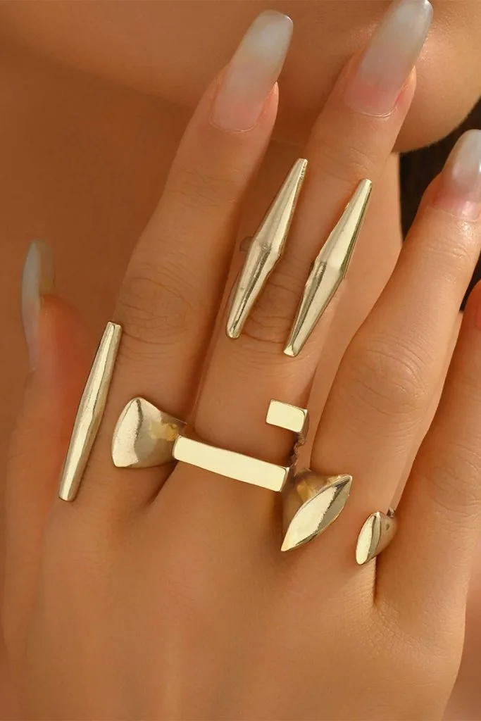 Metallic Geometric Open Rings – Wrena