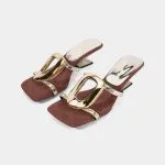 Metallic Geometric Square Toe Sandals – Wrena