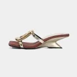 Metallic Geometric Square Toe Sandals – Wrena