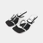 Metallic Geometric Square Toe Sandals – Wrena