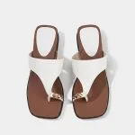 Contrast Leather Metallic Square Toe Sandals – Wrena