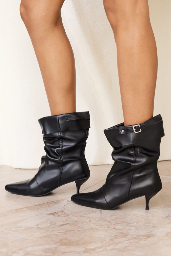 Metallic Pointed  Ankle Boots