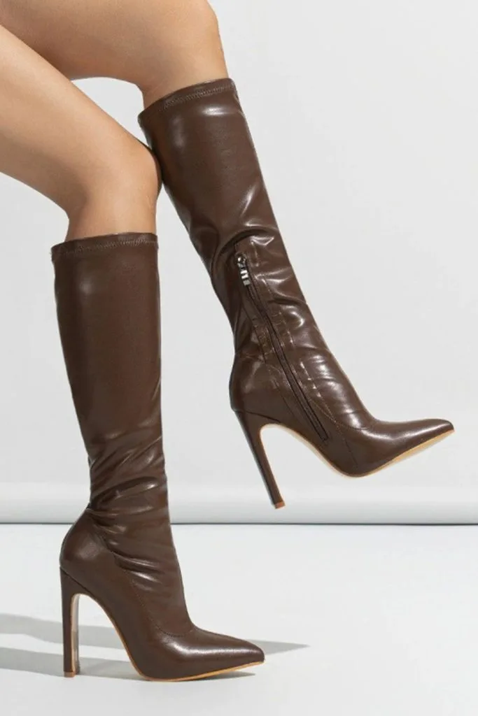 Pointed Zipper Knee High Boots – Wrena