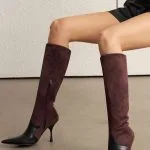 Leather Patchwork Side Zipper Pointed High Heel Over The Knee Boots – Wrena