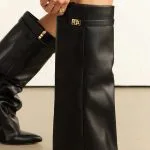 Leather Ruched Pointed Knee High Boots – Wrena