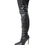 Faux Leather Pointed Toe Over The Knee Boots – Wrena