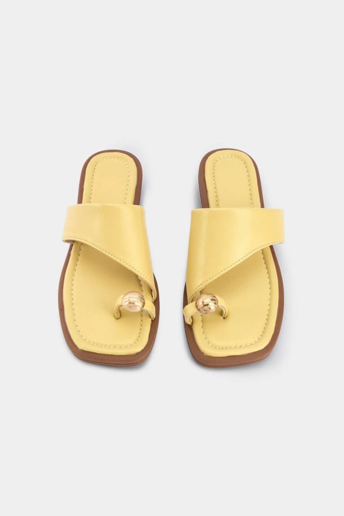Contrast Open Toe Flats