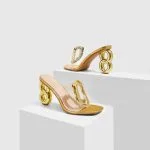 Metallic Decor Open Toe Heels – Wrena