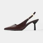 Leather Woven Pointed Heels – Wrena