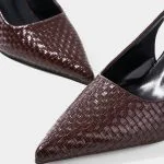 Leather Woven Pointed Heels – Wrena