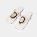 Metallic Decor Open Toe Flats – Wrena