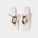 Metallic Decor Open Toe Flats – Wrena