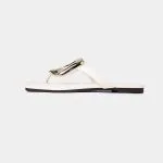 Metallic Decor Open Toe Flats – Wrena