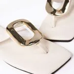 Metallic Decor Open Toe Flats – Wrena