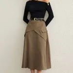 Belted Asymmetrical Ruched High Waist Skirt – Wrena