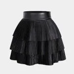 Satin Finish Pleated Layered Skirt – Wrena