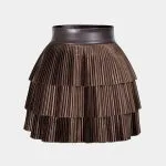Satin Finish Pleated Layered Skirt – Wrena