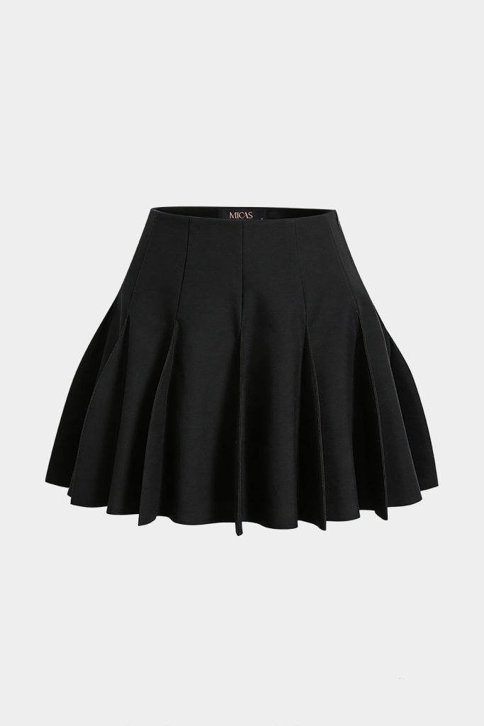 Solid Ruched A-Line Skirt