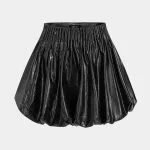 Faux Leather Ruched Mini Skirt – Wrena