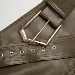 Faux Leather Metallic Belted Ruched Mini Skirt – Wrena