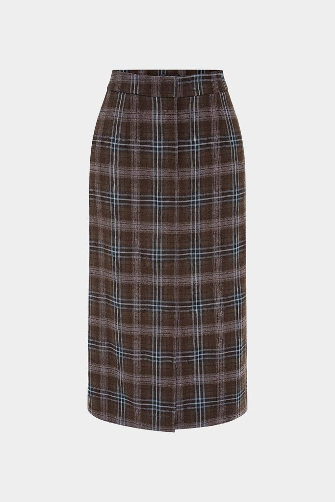 Plaid Print Zipper Skirt