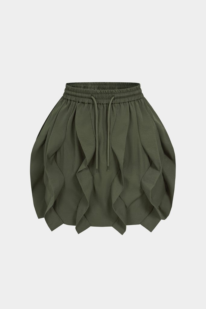 Ruffle Drawstring Mini Skirt