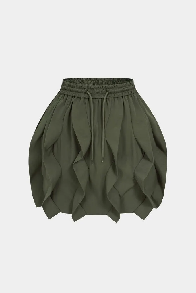 Ruffle Drawstring Mini Skirt